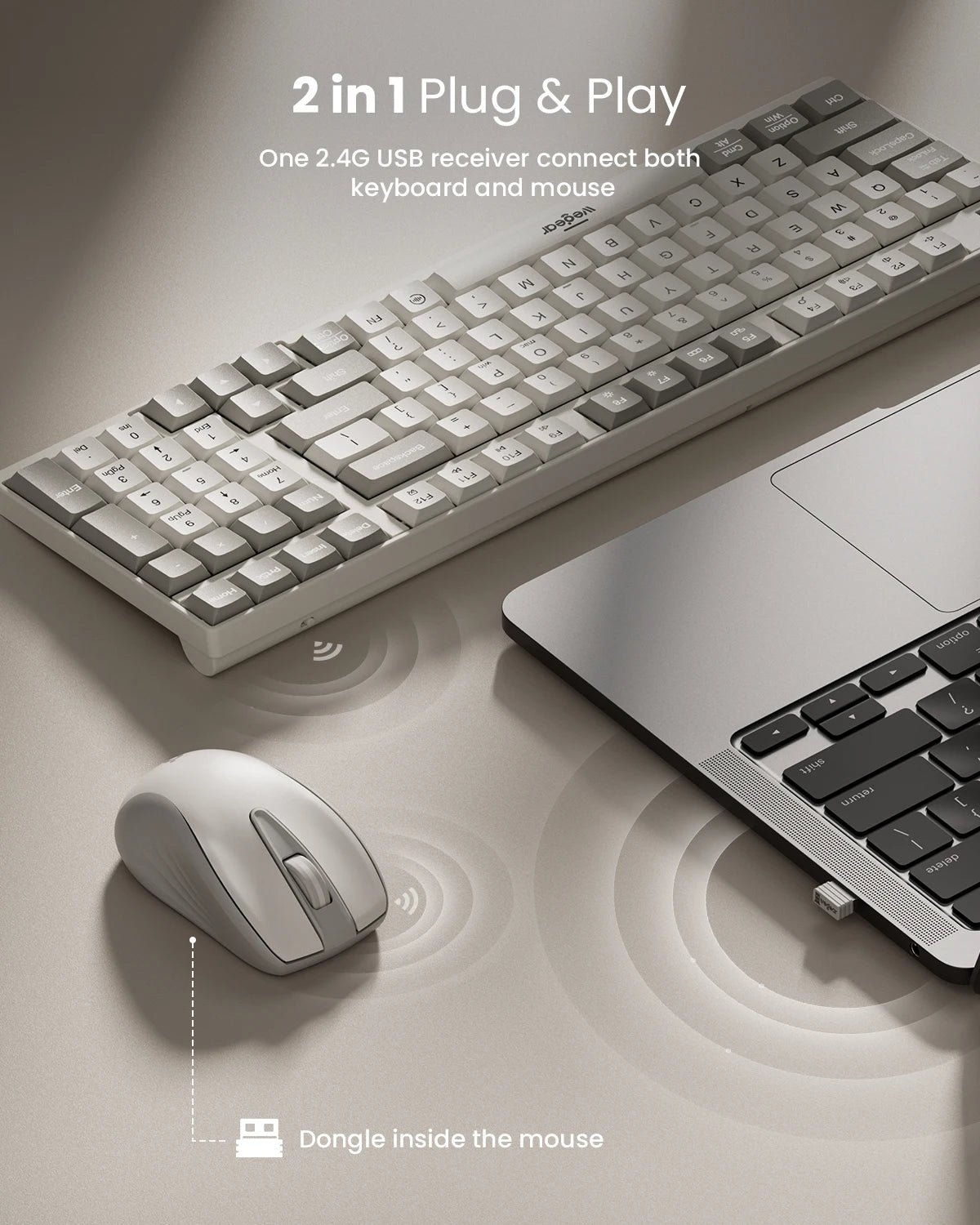 wegear KM3 Wireless Keyboard Mouse kit 98 keys Full Size Wireless Keyboard for PC laptop desktop notebook Macbook and more