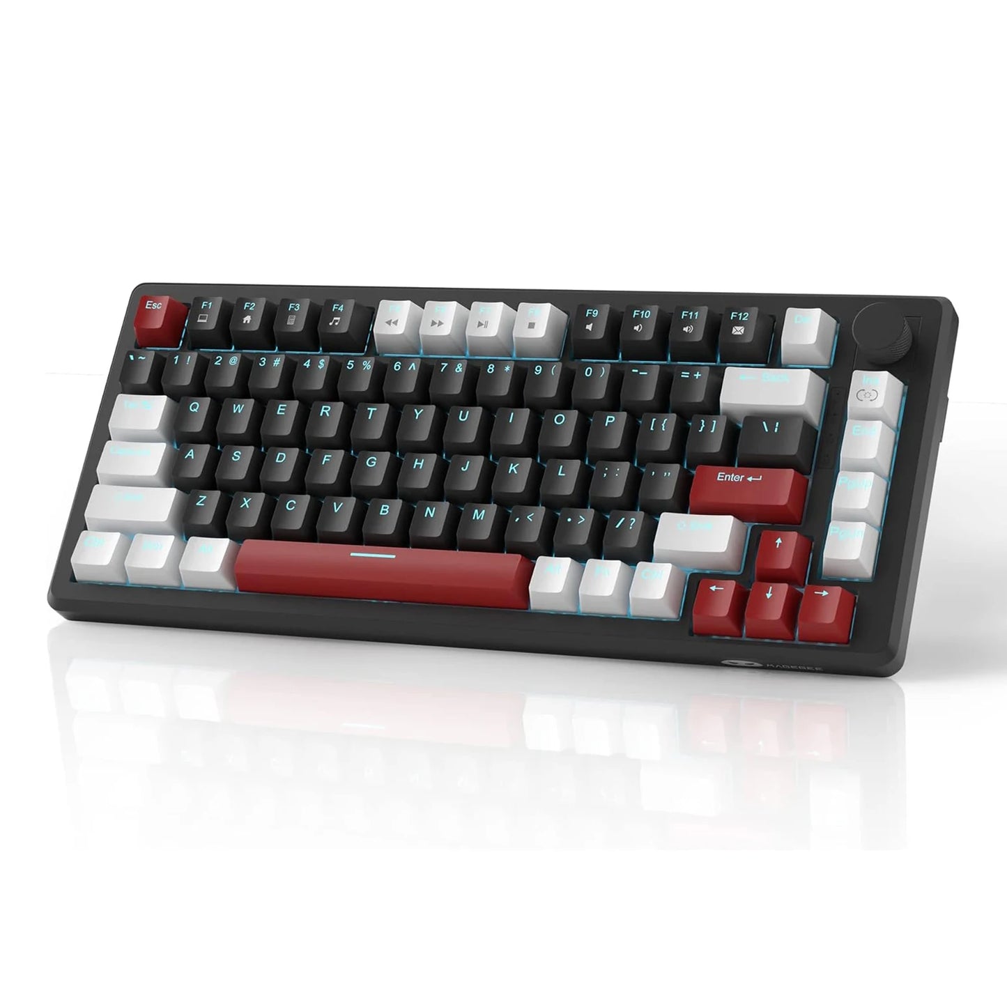 MageGee 75% Mechanical Gaming Keyboard, Compact Blue Backlit Wired Gaming Keyboards with Yellow Switches, EVA Foam, Knob Control