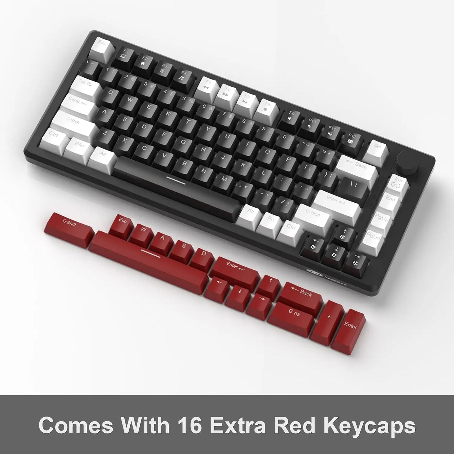 MageGee 75% Mechanical Gaming Keyboard, Compact Blue Backlit Wired Gaming Keyboards with Yellow Switches, EVA Foam, Knob Control